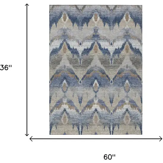 Navy Blue And Blue Abstract Washable Indoor Outdoor Area Rug Photo 6