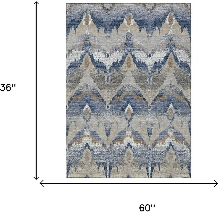 Navy Blue And Blue Abstract Washable Indoor Outdoor Area Rug Photo 6