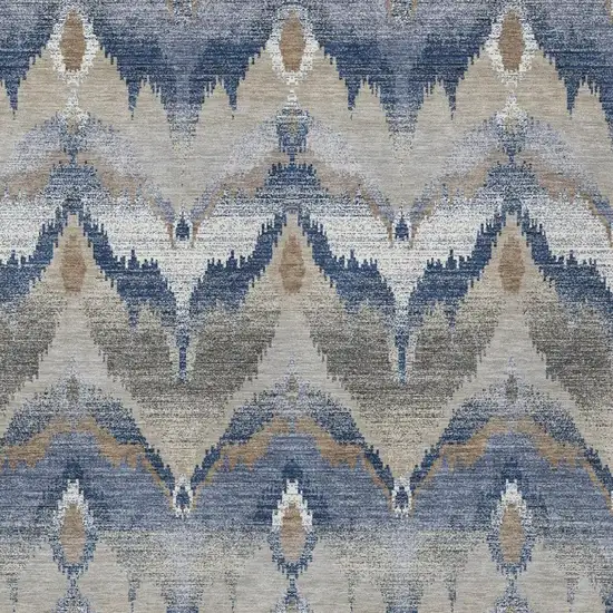 Navy Blue And Blue Abstract Washable Indoor Outdoor Area Rug Photo 2