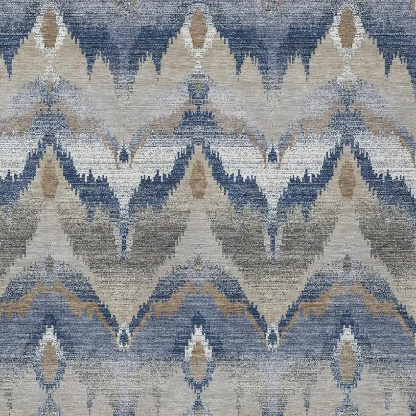 Navy Blue And Blue Abstract Washable Indoor Outdoor Area Rug Photo 2