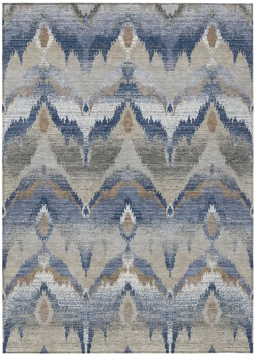 Navy Blue And Blue Abstract Washable Indoor Outdoor Area Rug Photo 1
