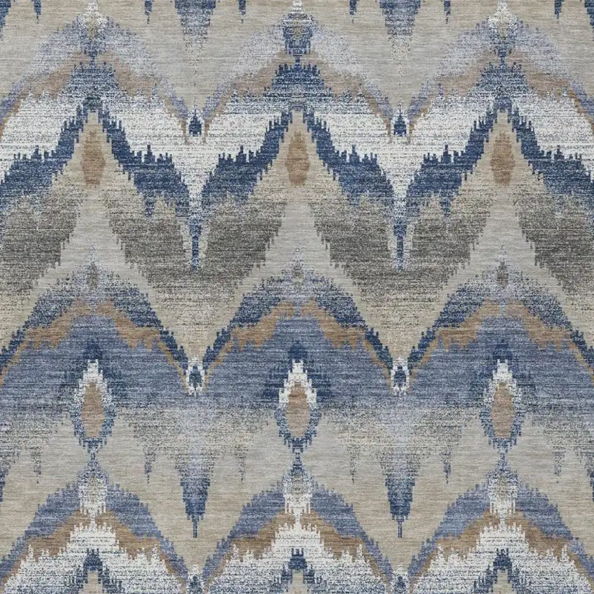 Navy Blue And Blue Abstract Washable Indoor Outdoor Area Rug Photo 3