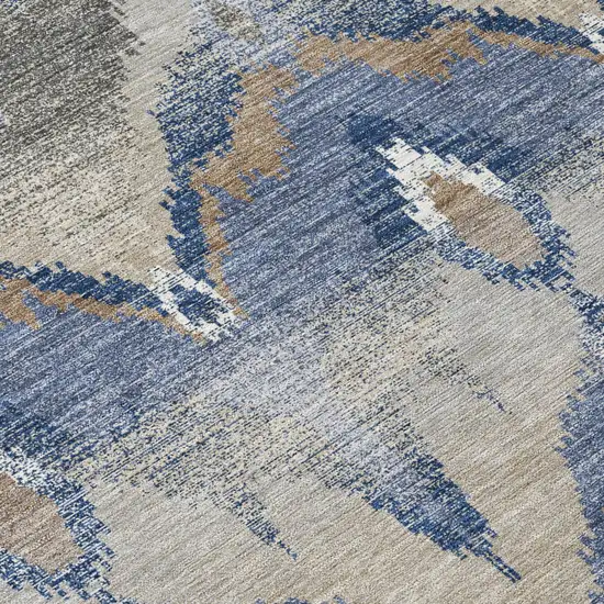 Navy Blue And Blue Abstract Washable Indoor Outdoor Area Rug Photo 5