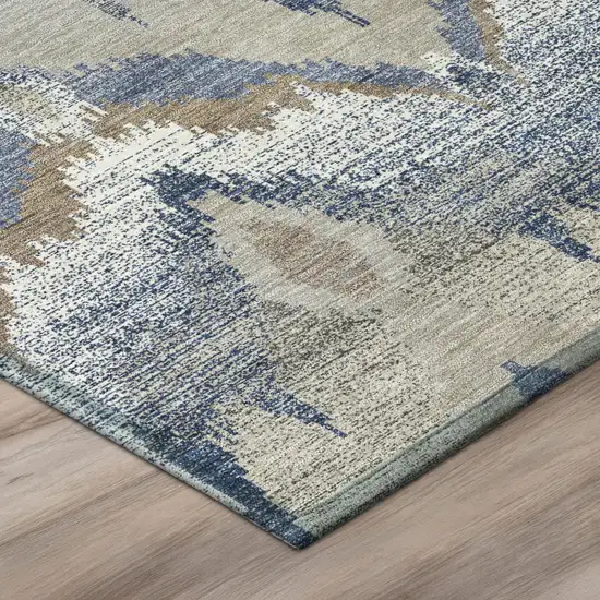 Navy Blue And Blue Abstract Washable Indoor Outdoor Area Rug Photo 4