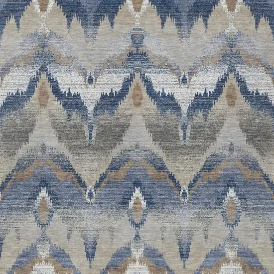 Navy Blue And Blue Abstract Washable Indoor Outdoor Area Rug Photo 2