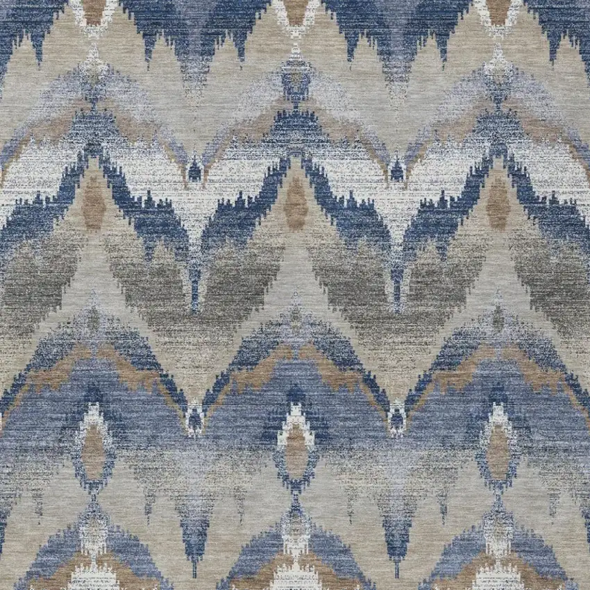 Navy Blue And Blue Abstract Washable Indoor Outdoor Area Rug Photo 2