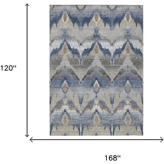 Navy Blue And Blue Abstract Washable Indoor Outdoor Area Rug Photo 6