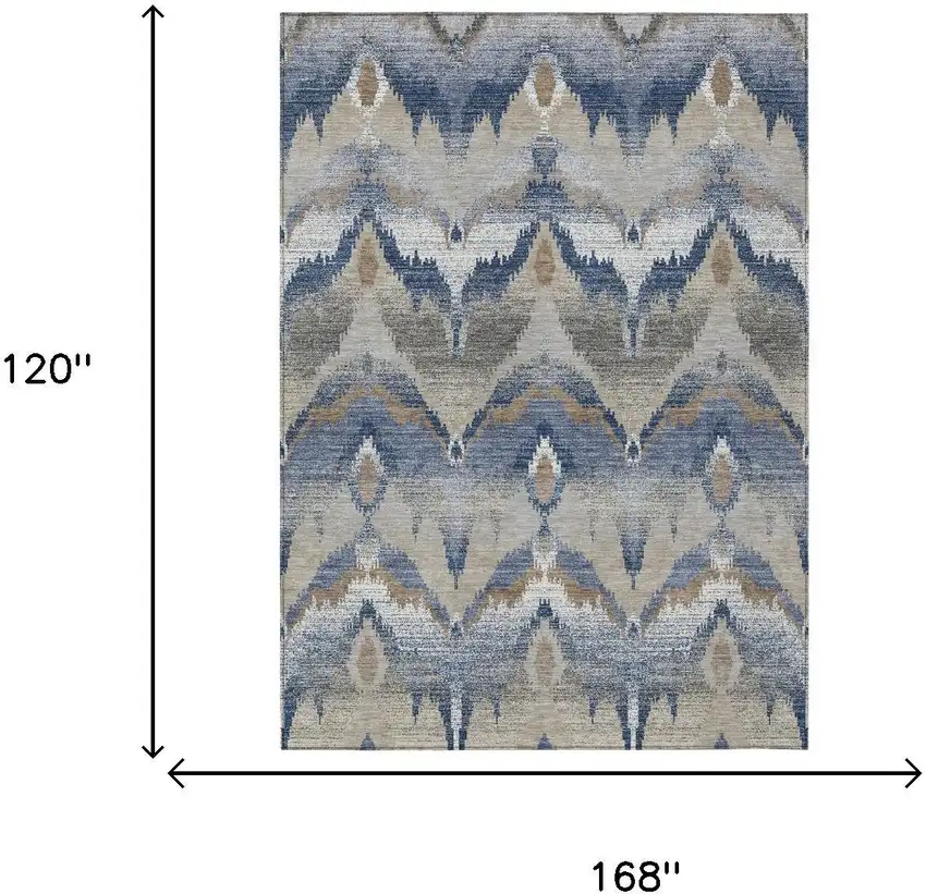 Navy Blue And Blue Abstract Washable Indoor Outdoor Area Rug Photo 6