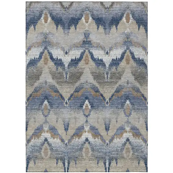 Navy Blue And Blue Abstract Washable Indoor Outdoor Area Rug Photo 1