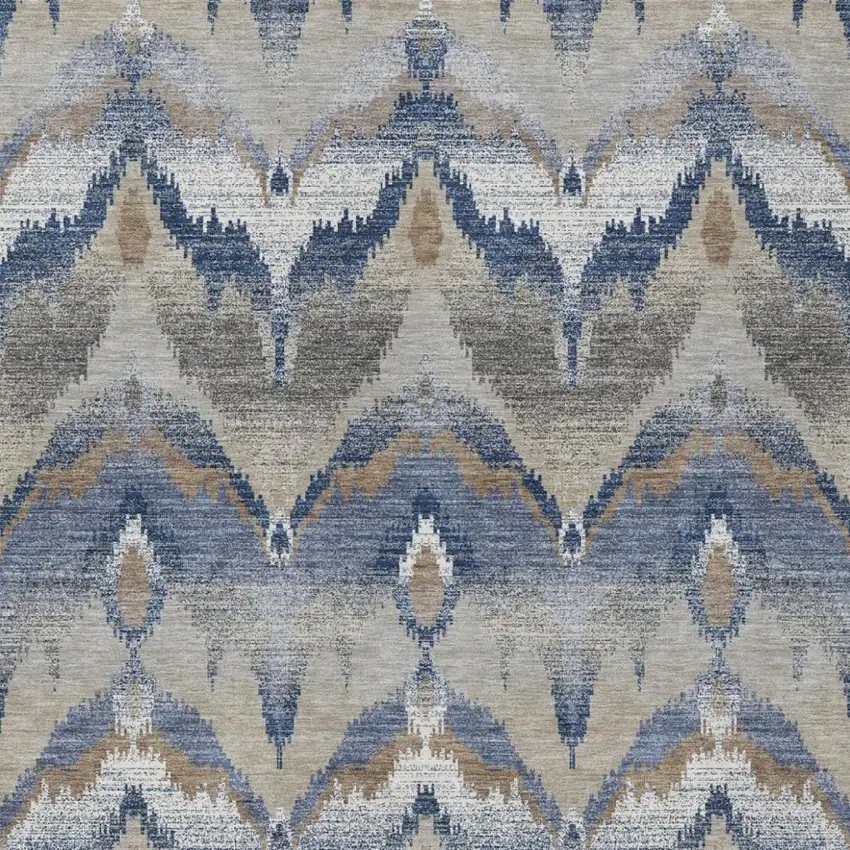 Navy Blue And Blue Abstract Washable Indoor Outdoor Area Rug Photo 3