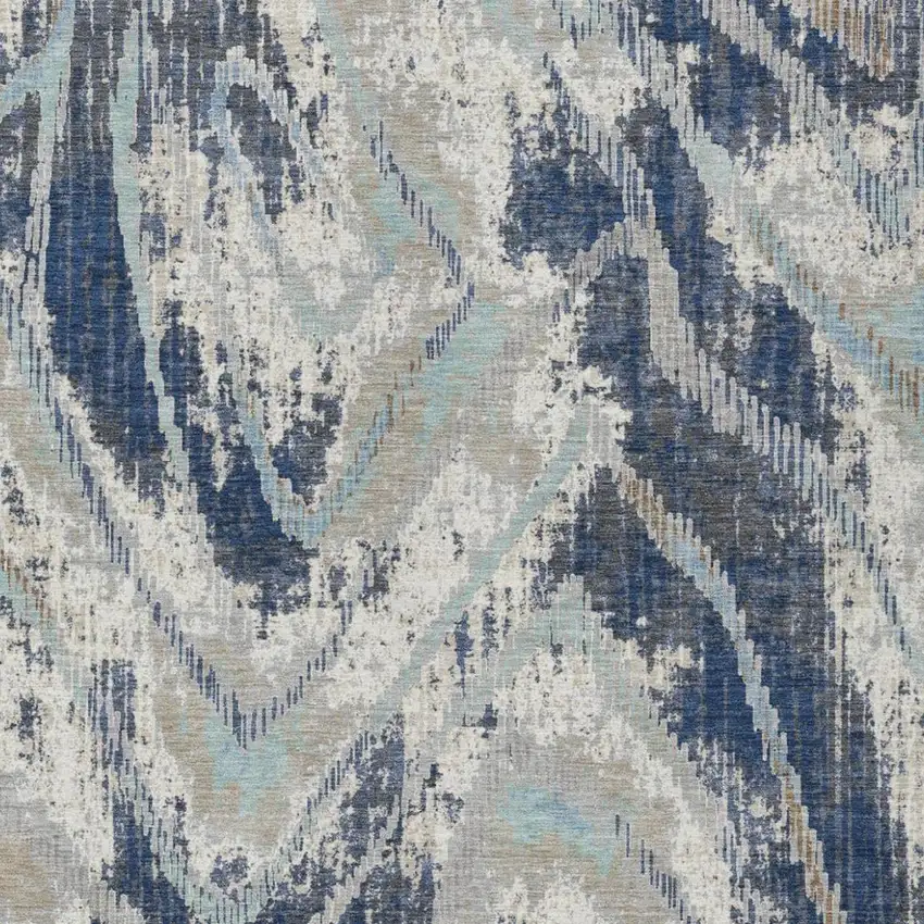 Navy Blue And Blue Abstract Washable Indoor Outdoor Area Rug Photo 2