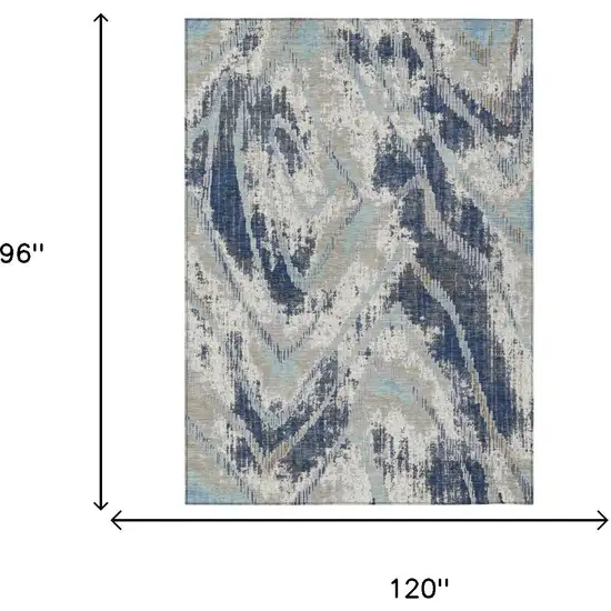 Navy Blue And Blue Abstract Washable Indoor Outdoor Area Rug Photo 6