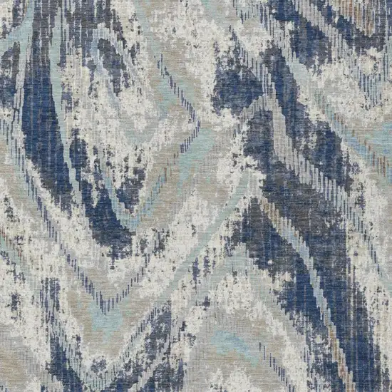 Navy Blue And Blue Abstract Washable Indoor Outdoor Area Rug Photo 3