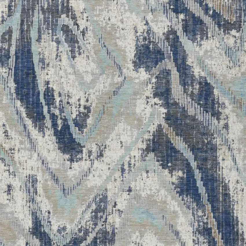 Navy Blue And Blue Abstract Washable Indoor Outdoor Area Rug Photo 3