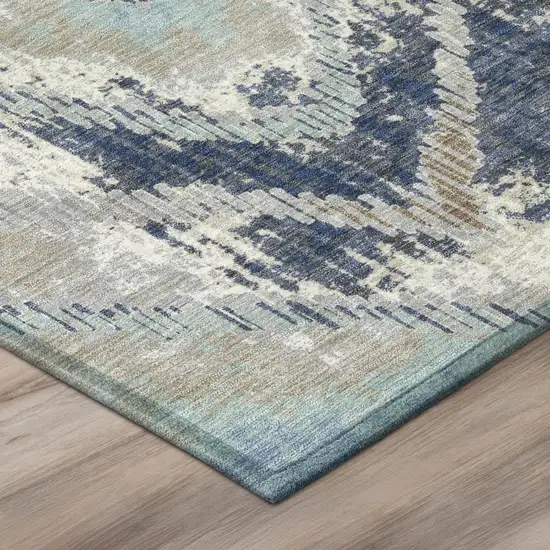 Navy Blue And Blue Abstract Washable Indoor Outdoor Area Rug Photo 4