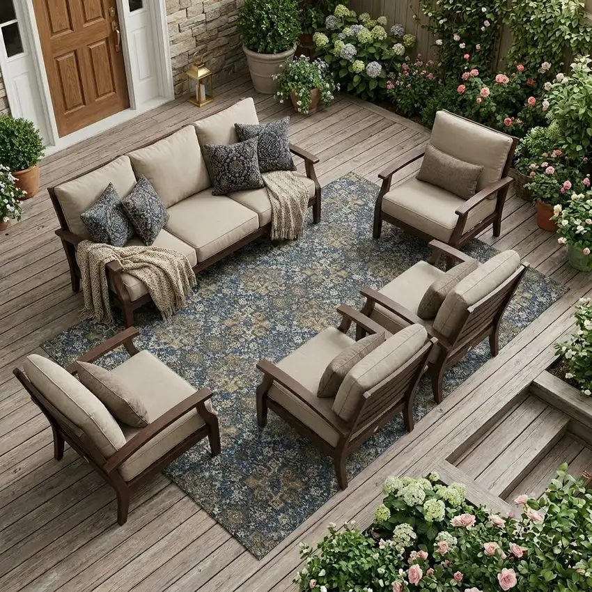 Navy Blue And Blue Damask Washable Indoor Outdoor Area Rug Photo 1