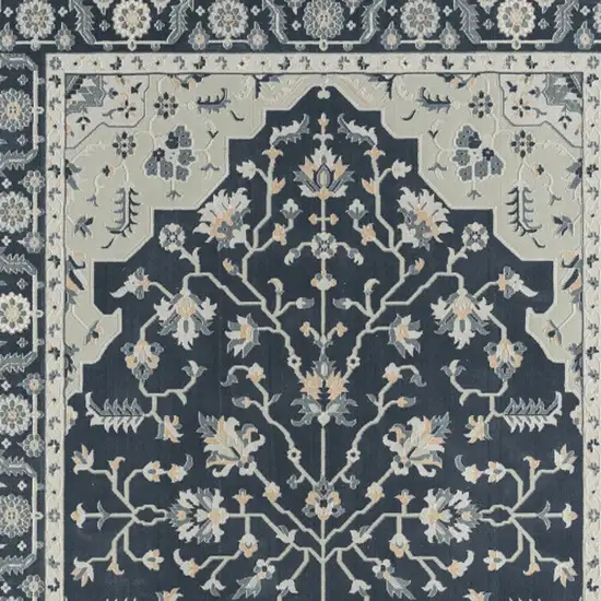Navy Blue And Blue Floral Area Rug Photo 4