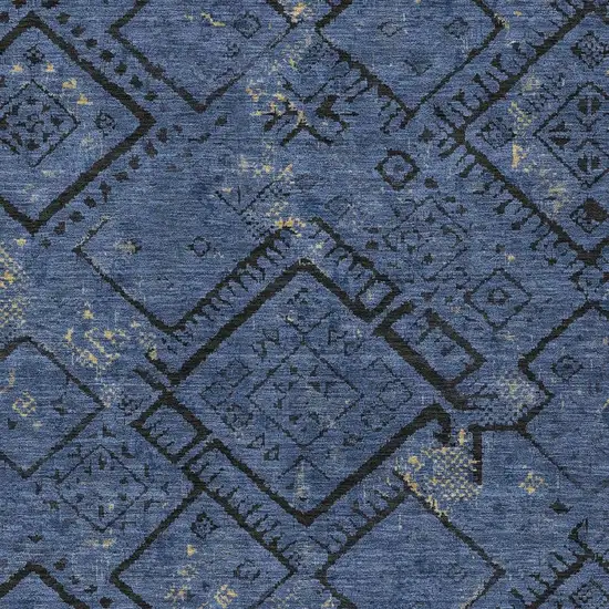 Navy Blue And Blue Geometric Washable Indoor Outdoor Area Rug Photo 2