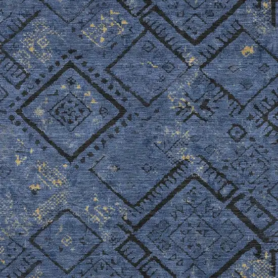 Navy Blue And Blue Geometric Washable Indoor Outdoor Area Rug Photo 2
