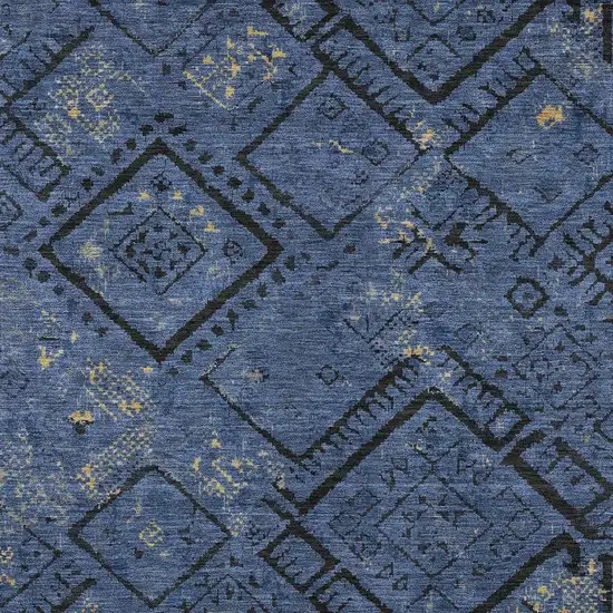 Navy Blue And Blue Geometric Washable Indoor Outdoor Area Rug Photo 2