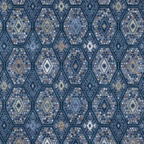 Navy Blue And Blue Geometric Washable Indoor Outdoor Area Rug Photo 2