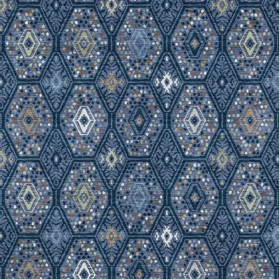 Navy Blue And Blue Geometric Washable Indoor Outdoor Area Rug Photo 2