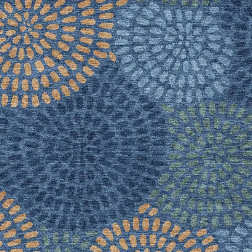 Navy Blue And Blue Geometric Washable Indoor Outdoor Area Rug Photo 3