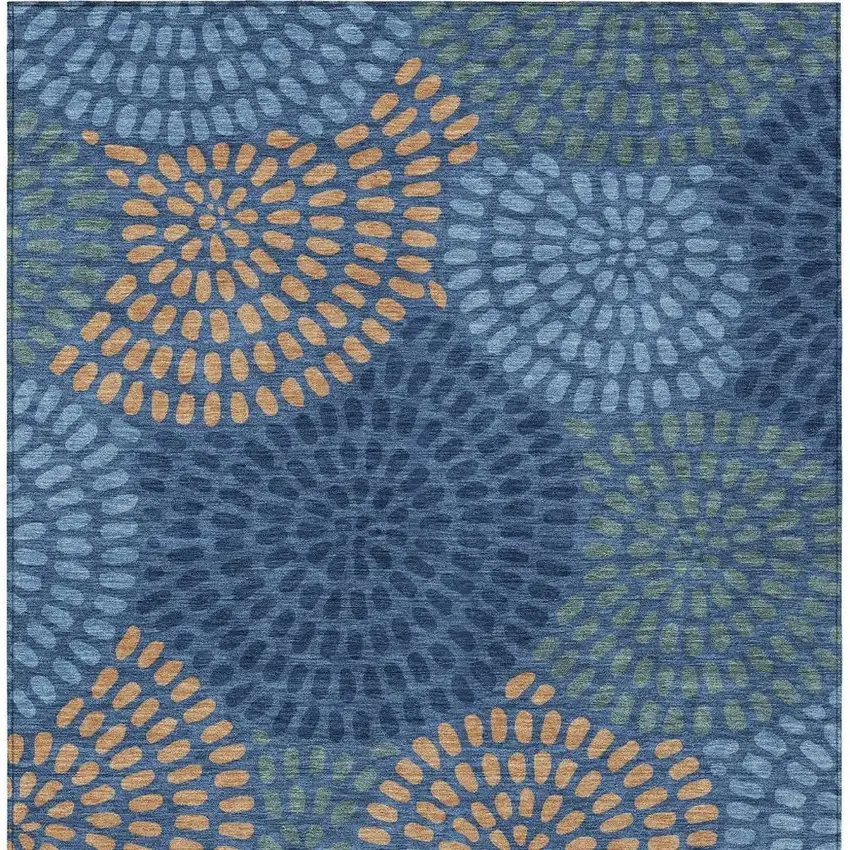 Navy Blue And Blue Geometric Washable Indoor Outdoor Area Rug Photo 4