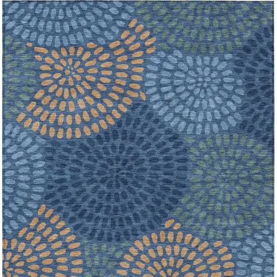 Navy Blue And Blue Geometric Washable Indoor Outdoor Area Rug Photo 4