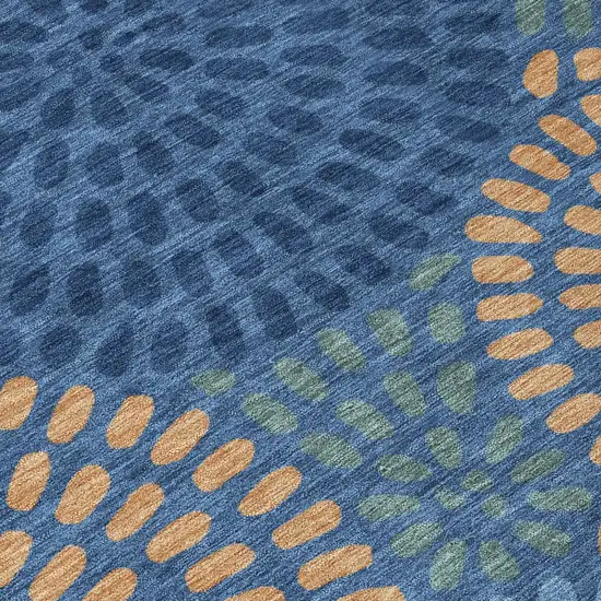 Navy Blue And Blue Geometric Washable Indoor Outdoor Area Rug Photo 6
