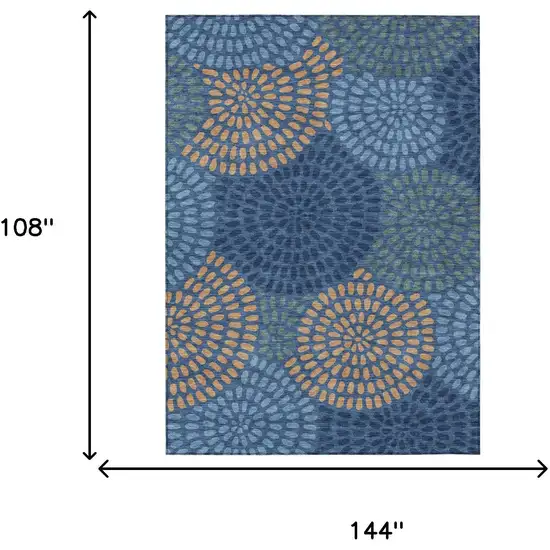 Navy Blue And Blue Geometric Washable Indoor Outdoor Area Rug Photo 7