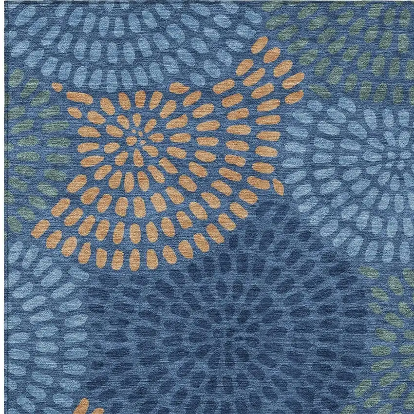 Navy Blue And Blue Geometric Washable Indoor Outdoor Area Rug Photo 3