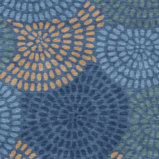 Navy Blue And Blue Geometric Washable Indoor Outdoor Area Rug Photo 3