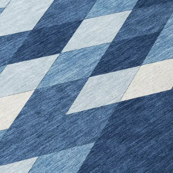 Navy Blue And Blue Geometric Washable Indoor Outdoor Area Rug Photo 8