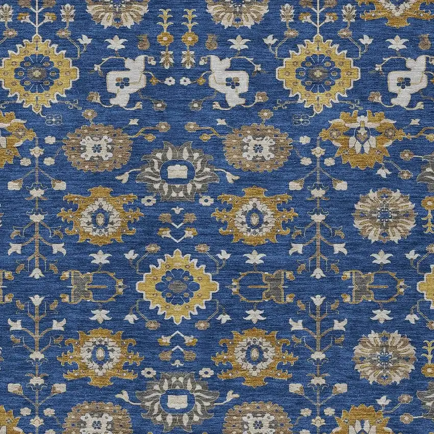 Navy Blue And Blue Geometric Washable Indoor Outdoor Area Rug Photo 2