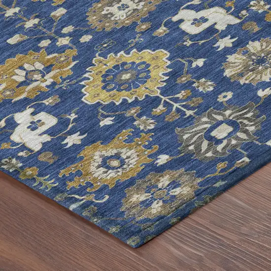 Navy Blue And Blue Geometric Washable Indoor Outdoor Area Rug Photo 4