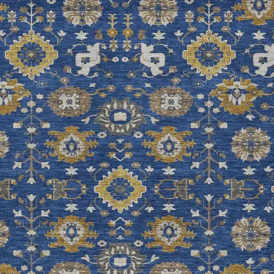 Navy Blue And Blue Geometric Washable Indoor Outdoor Area Rug Photo 2