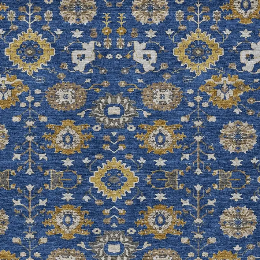 Navy Blue And Blue Geometric Washable Indoor Outdoor Area Rug Photo 2