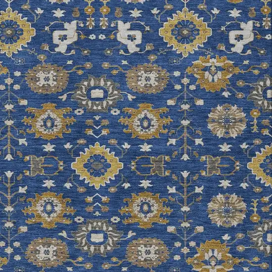 Navy Blue And Blue Geometric Washable Indoor Outdoor Area Rug Photo 2