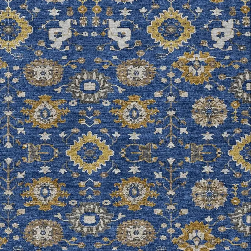 Navy Blue And Blue Geometric Washable Indoor Outdoor Area Rug Photo 2