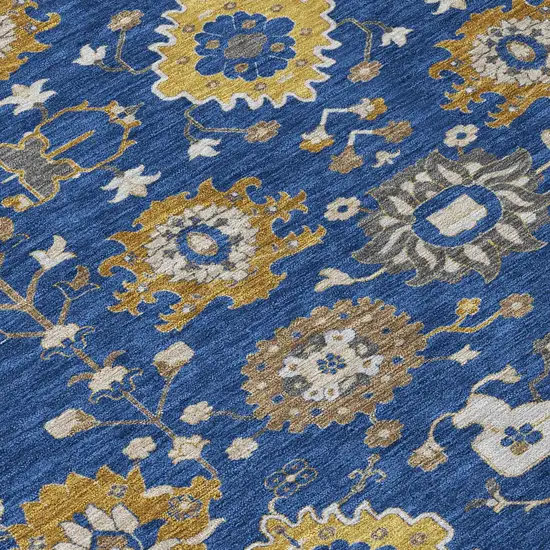 Navy Blue And Blue Geometric Washable Indoor Outdoor Area Rug Photo 5