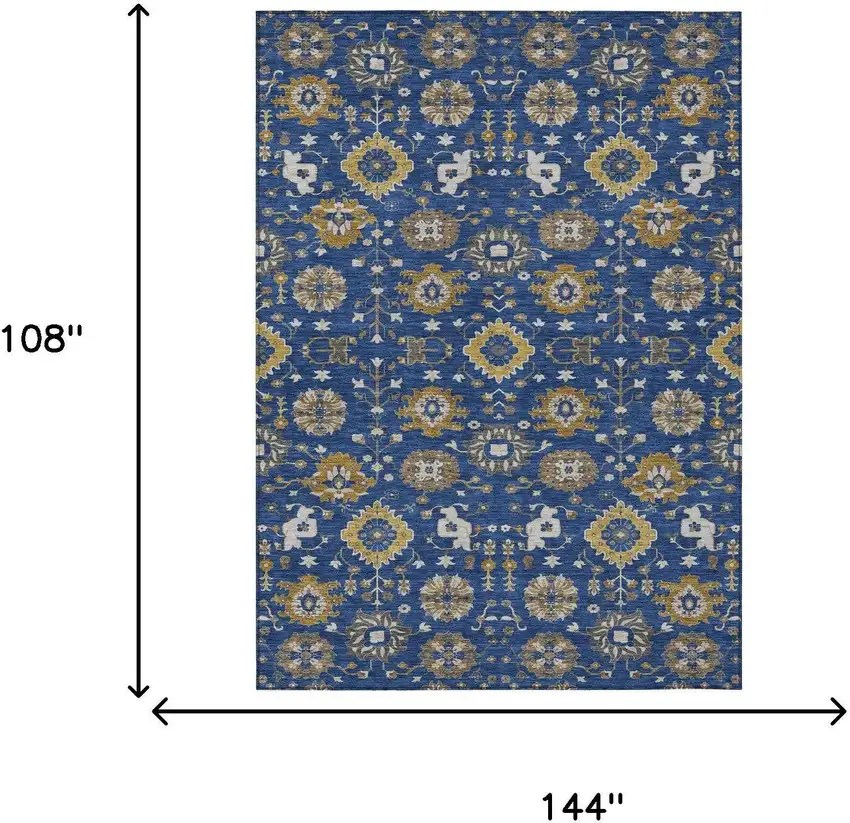 Navy Blue And Blue Geometric Washable Indoor Outdoor Area Rug Photo 6