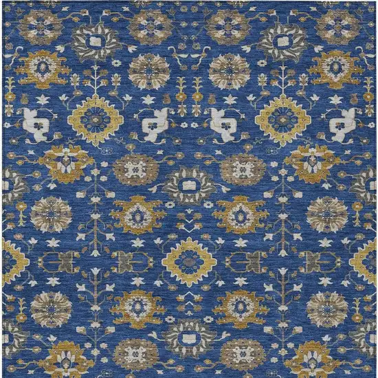 Navy Blue And Blue Geometric Washable Indoor Outdoor Area Rug Photo 3