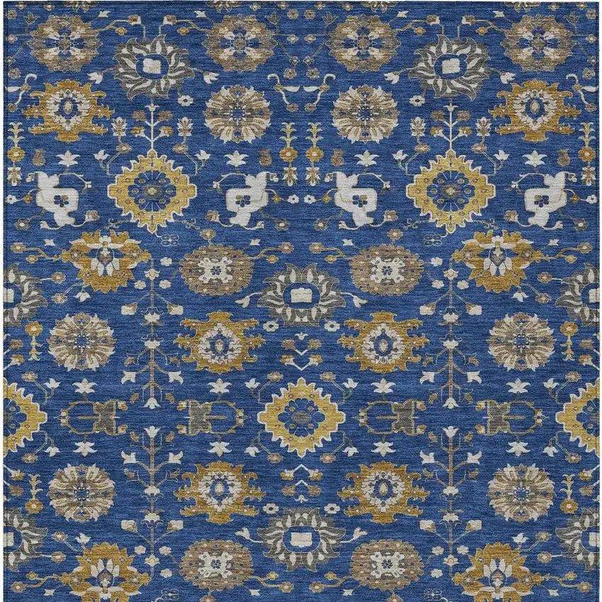 Navy Blue And Blue Geometric Washable Indoor Outdoor Area Rug Photo 3
