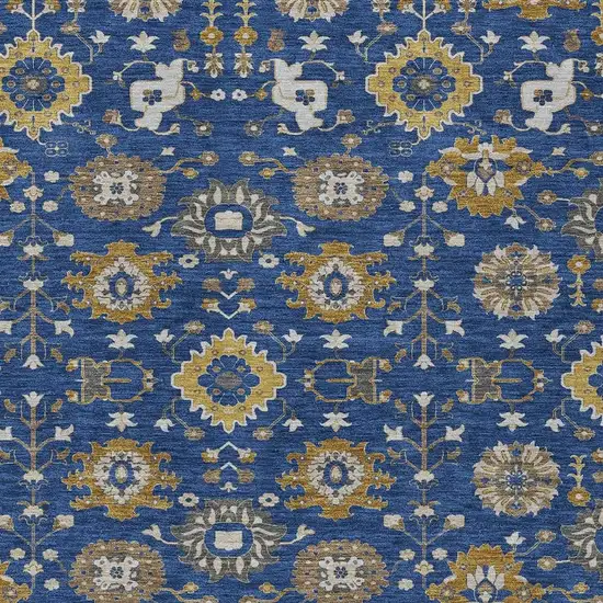 Navy Blue And Blue Geometric Washable Indoor Outdoor Area Rug Photo 2