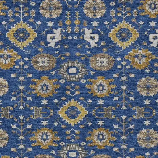 Navy Blue And Blue Geometric Washable Indoor Outdoor Area Rug Photo 2