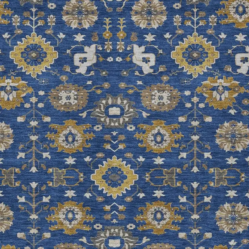Navy Blue And Blue Geometric Washable Indoor Outdoor Area Rug Photo 2