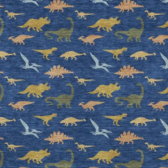 Navy Blue And Blue Geometric Washable Indoor Outdoor Area Rug Photo 2