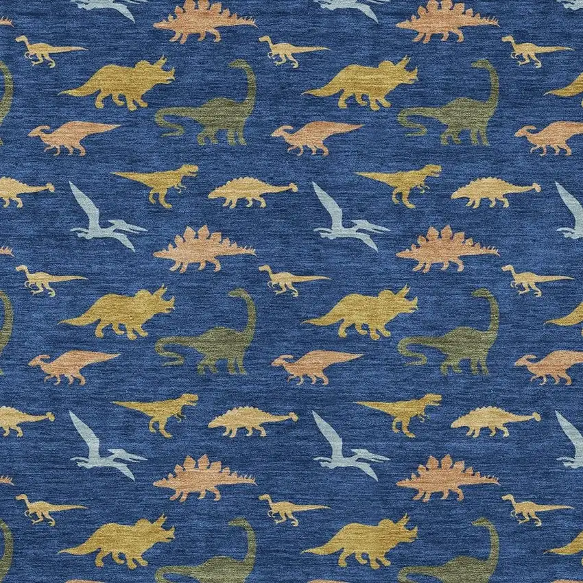 Navy Blue And Blue Geometric Washable Indoor Outdoor Area Rug Photo 2
