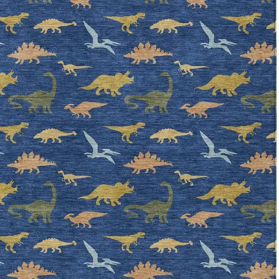 Navy Blue And Blue Geometric Washable Indoor Outdoor Area Rug Photo 2